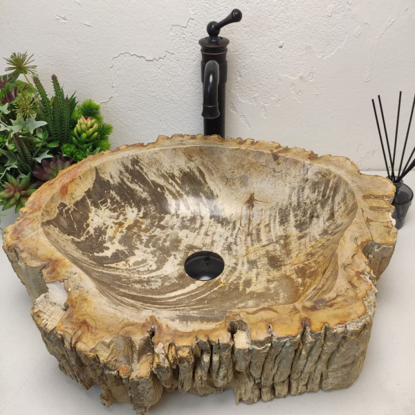 Накладная раковина из окаменелого дерева Fossil Basin OD-01233 (58*48*16) фото