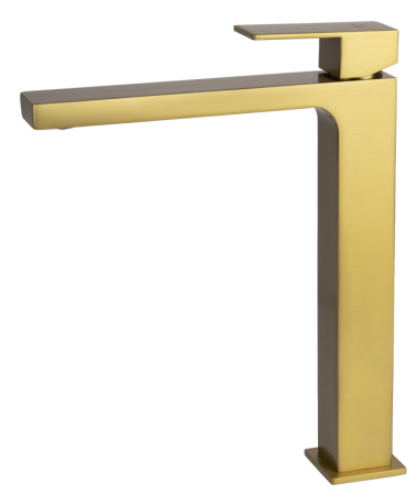 Высокий смеситель для раковины Kaiser Cube 01311-3 шлифованное золото фото