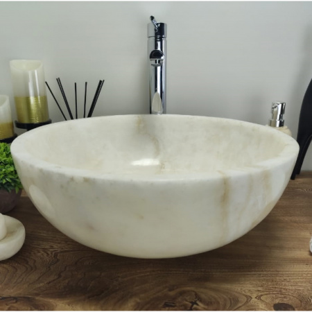 Накладная раковина из оникса Indo Bowl white Medium TinLip BO-00509 фото
