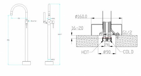 Смеситель для ванны напольный Boheme Black 229-B фото
