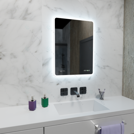 Зеркало с антизапотеванием и часами OWL 1975 Skansen OWLM200504 60x80 фото