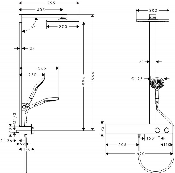 Душевая система (стойка) Hansgrohe Raindance E300 1jet ShowerTablet 27363000 фото