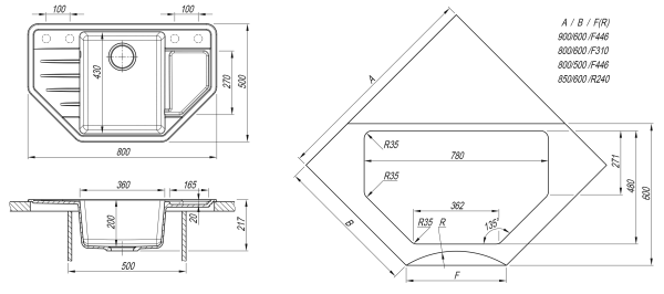 Кухонная мойка РИО Dr. Gans 25.080.C0800 чёрный фото