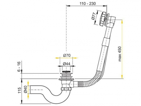 Слив-перелив для ванны Timo 8003 золото с фиксатором фото