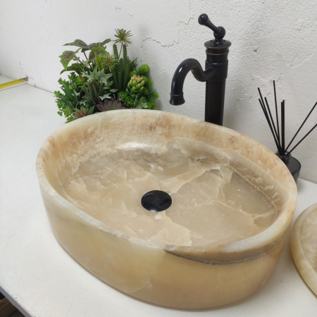 Накладная раковина из оникса Oval Yellow OY-01579 (53*38*14) фото