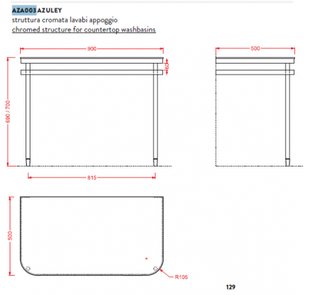 Металлическая консоль для раковины Artceram Azuley AZA003 71 03 nero/cr фото