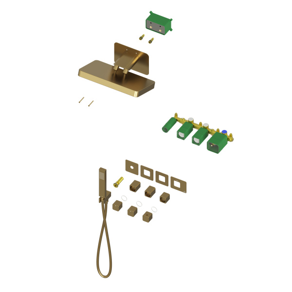 Душевая система встроенная с термостатом Timo Petruma SX-5249/17SM матовое золото фото