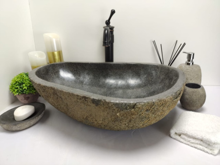 Накладная раковина из речного камня RS0481 (58*44*15) фото