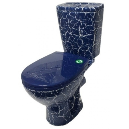Унитаз-компакт напольный Rosa Соло 463595 синий кракелюр, с сиденьем фото