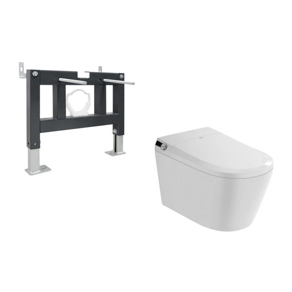 Электронный унитаз-биде импульсный Abber Bequem AC1119S с инсталляцией AC0101P фото