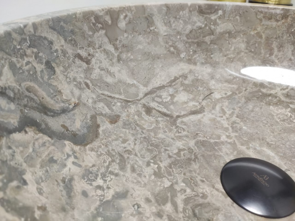 Раковина из мрамора Indo Bowl Grey теплый Tin Lip Medium BM-00263 фото