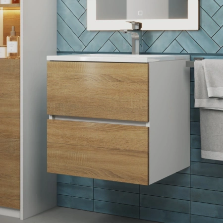 Тумба под раковину Uperwood Barsa 50 2937205250 белая/дуб сонома фото