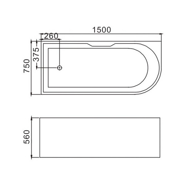 Акриловая ванна Grossman GR-2201L 150x75 фото