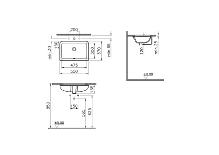 Раковина встраиваемая снизу Vitra S20 7475B003-0618 55x37 фото