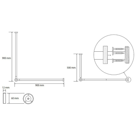 Угловой карниз для ванной Bemeta 101120111 хром матовый фото