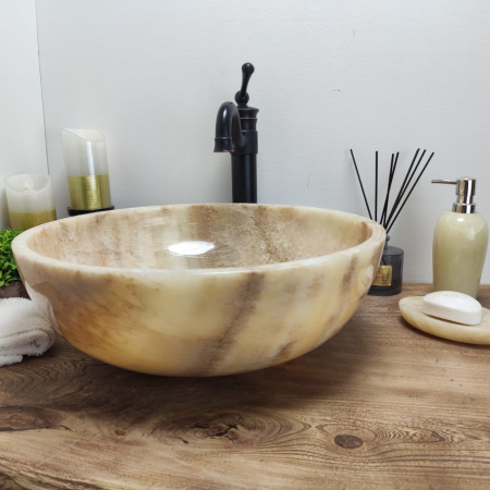 Накладная раковина из оникса Bowl Sunset Medium Tin Lip BO-00827 фото