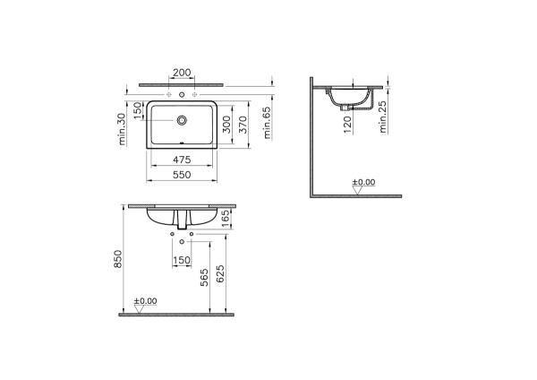 Раковина встраиваемая снизу Vitra S20 7475B003-0618 55x37 фото