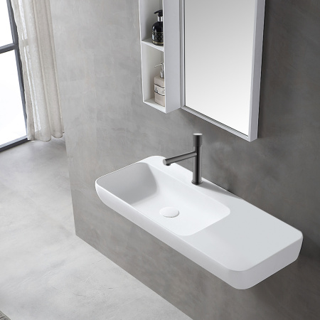 Смеситель для раковины Vincea Groove VBF-4G1GM вороненая сталь фото