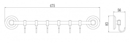 Планка с шестью крючками Savol 71 S-007176 фото