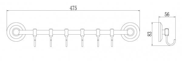Планка с шестью крючками Savol 71 S-007176 фото