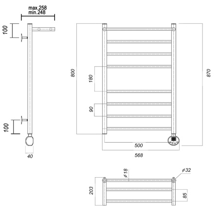 Полотенцесушитель электрический Domoterm Медея с полкой Медея сп П8 500x800 ER фото