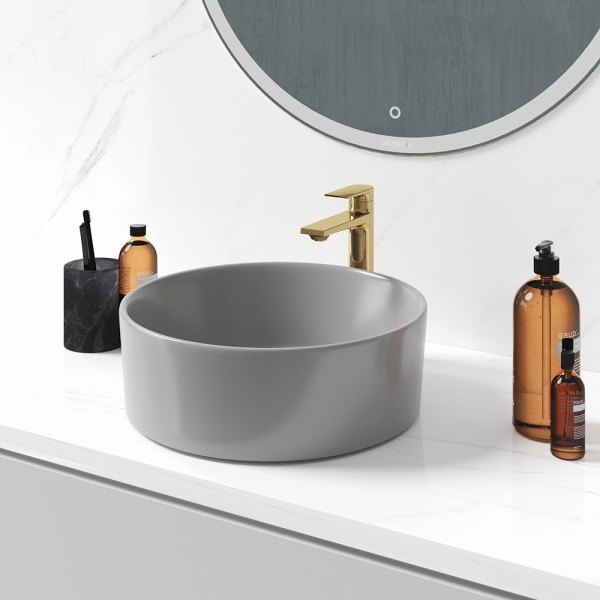 Накладная раковина Grossman Color GR-3013GM 40x40 серая матовая фото