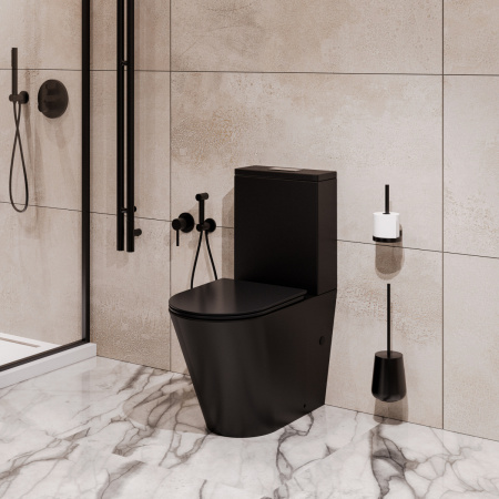 Унитаз напольный Grossman Tornado GR-4458BMSQ с сиденьем, черный матовый фото