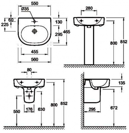 Подвесная раковина Jacob Delafon Kandel E1463 56 см фото