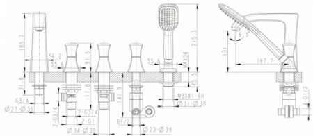 Смеситель на борт ванны Bravat Whirlpool F578112C фото