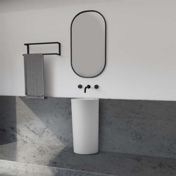 Напольная раковина Abber Stein AS2506 45x45 белая матовая / слив в пол фото