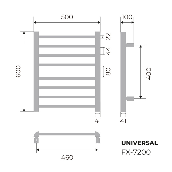 Полотенцесушитель электрический Fixsen UNIVERSAL FX-7200B черный фото