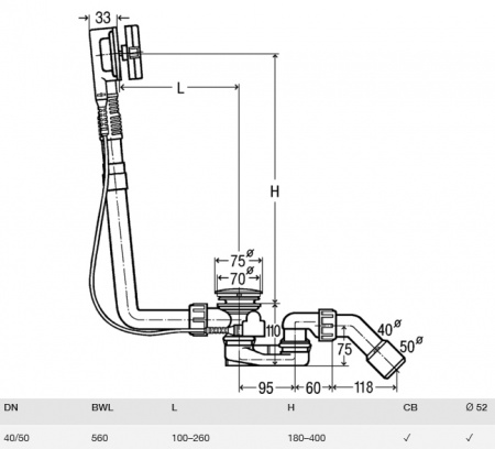 Слив-перелив для ванны Viega Multiplex Visign M5 101909 фото
