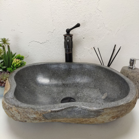 Накладная раковина из речного камня RS01521 (57*43*16) C4 фото