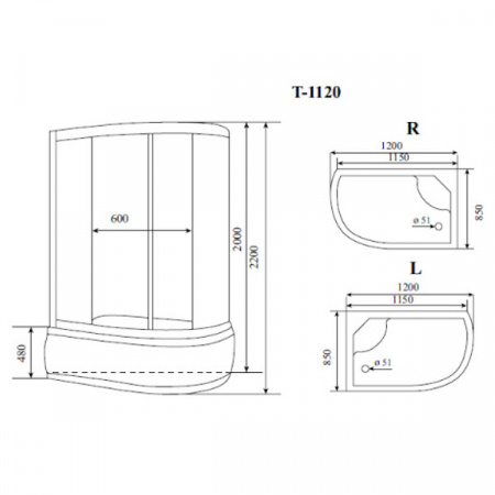 Душевая кабина Timo Standart T-1120 P 120x85 L фото
