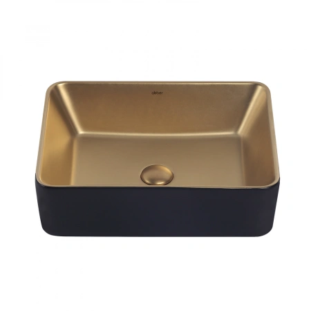 Накладная раковина Abber Rechteck AC2212BG 48x37 золото матовое/черный фото