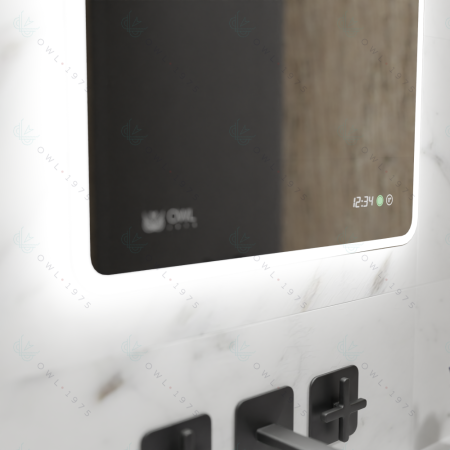 Зеркало с антизапотеванием и часами OWL 1975 Skansen OWLM200504 60x80 фото