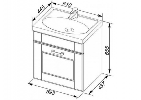 Тумба с раковиной Aquanet Рондо 60 00212620 фото