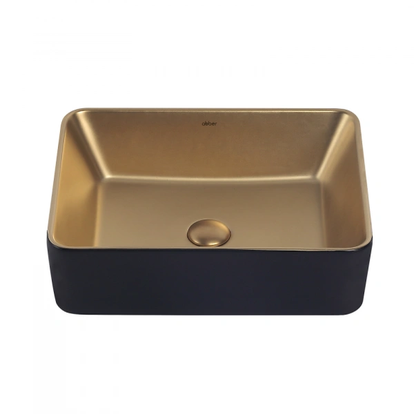 Накладная раковина Abber Rechteck AC2212BG 48x37 золото матовое/черный фото