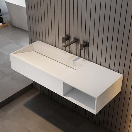 Раковина подвесная Abber Stein AS2640-1.2 R 120x46 белая матовая фото