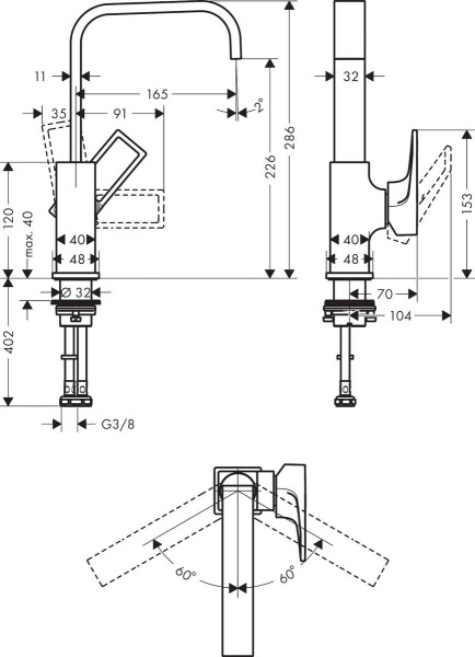 Смеситель для раковины Hansgrohe Metropol 74511000 фото