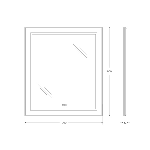 Зеркало с подсветкой, сенсорным выключателем и подогревом BelBagno SPC-KRAFT-700-800-LED-TCH-WARM-NERO 70x80 черное фото