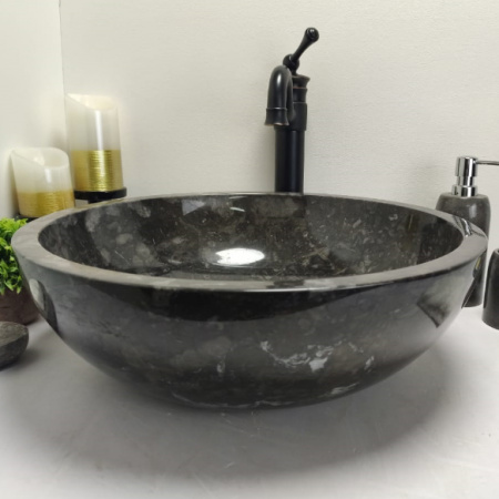 Раковина из мрамора Indo Bowl Black Medium BM-00259 фото