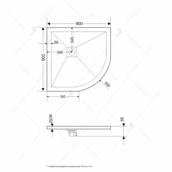 Душевой поддон RGW Stone Tray ST/R-0099G 16153099-02 90x90 фото