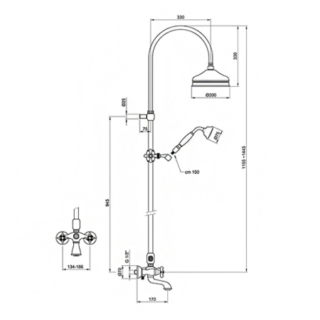Душевая система Webert Ottocento OT721208010 Золото фото