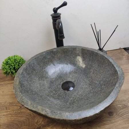 Накладная раковина из речного камня RS01173 (47*45*14) C3 фото