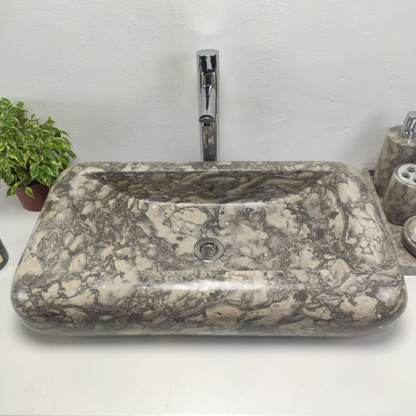 Накладная раковина из мрамора Kotak Luncur bibir Doreng KL-00864 (70*40*15) фото