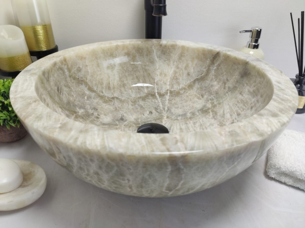 Накладная раковина из оникса Indo Bowl Green Medium BO-00006 фото