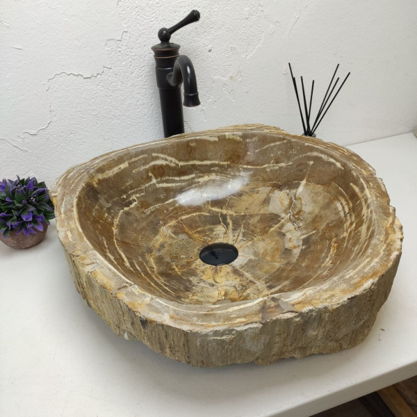 Накладная раковина из окаменелого дерева Fossil Basin OD-01207 (53*51*14) фото