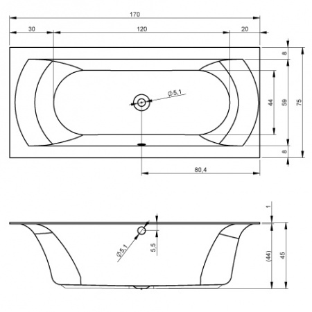 Акриловая ванна Riho Linares BT4400500000000 170х75 фото