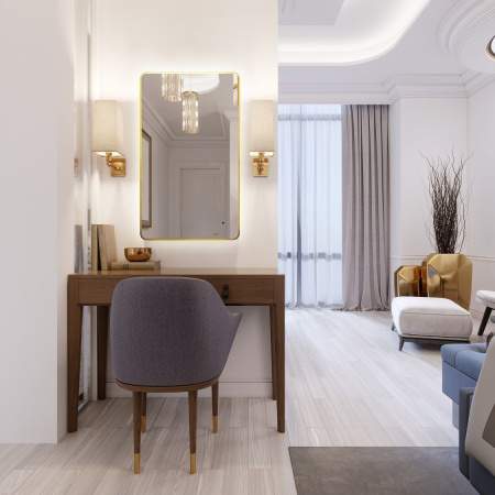 Зеркало с подсветкой Art&Max Siena AM-SieS-600-1000-DS-F-Gold 60x100 золото фото